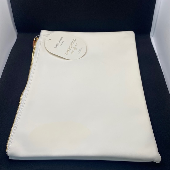 Threshold Faux Suede Tablet Sleeve. Use Lingerie/Swimsuit bag. Cream. 8” x 12” - Picture 1 of 7